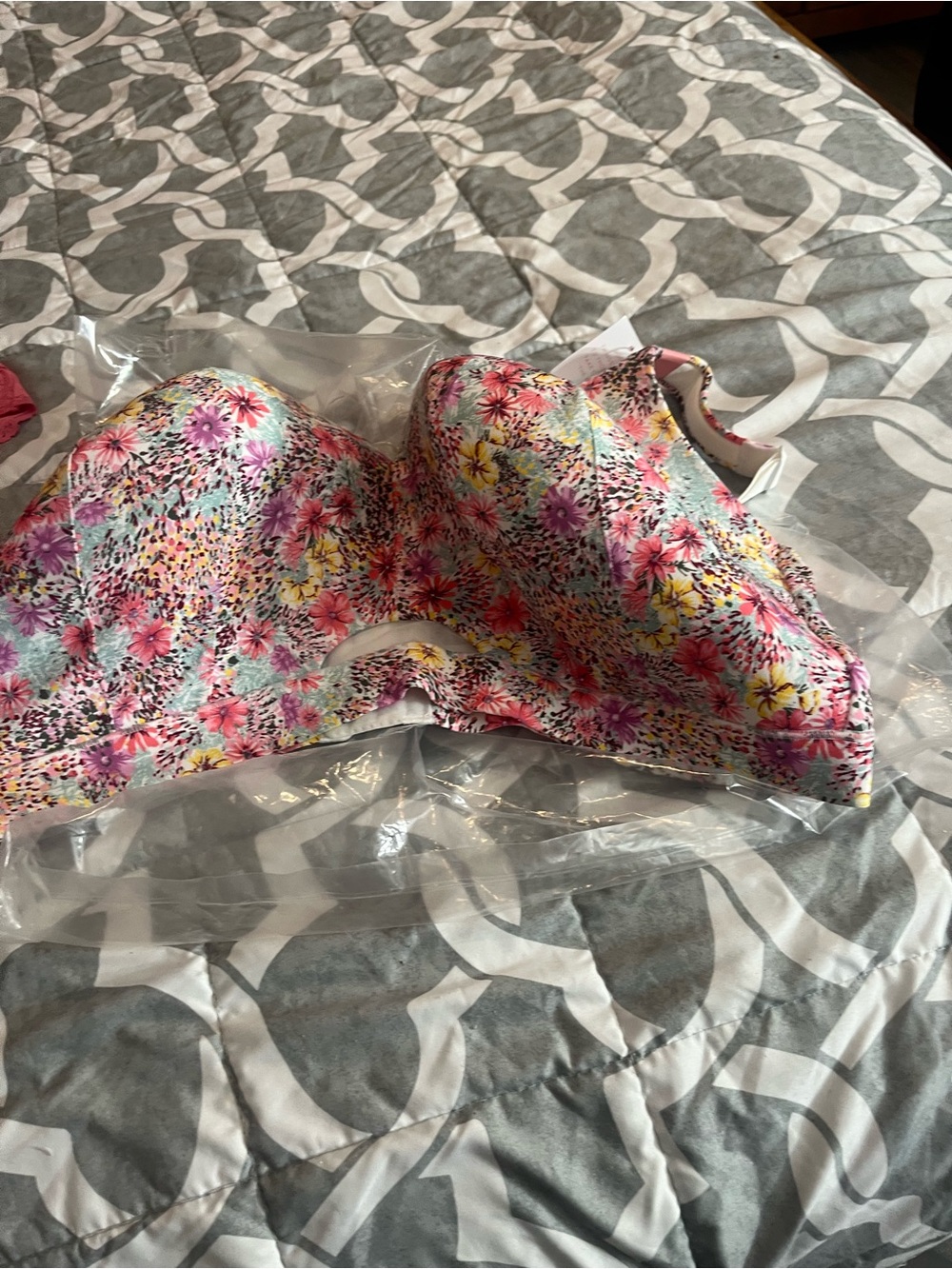 Size 44G Lane Bryant Floral Padded Strapless Bra - Multicolor and panty set